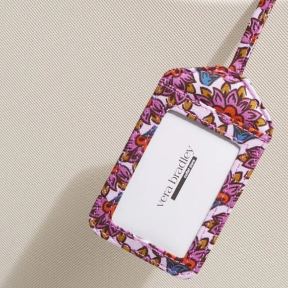 VB Essential ID Window Luggage Tag in White Lavender Floral Cotton Scaevola Fan - Picture 4 of 4